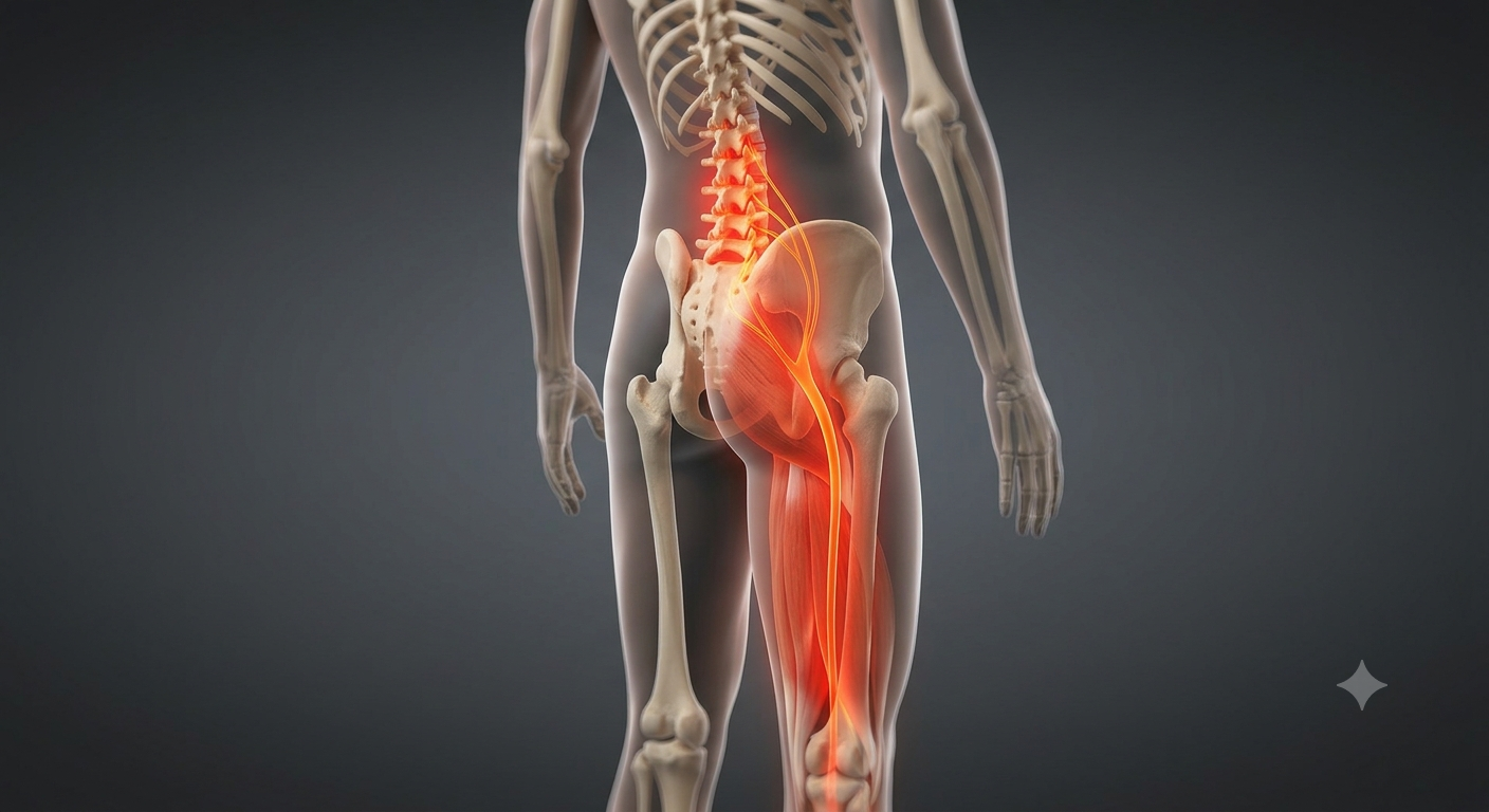 Real-person mobility rehabilitation image for sciatica recovery